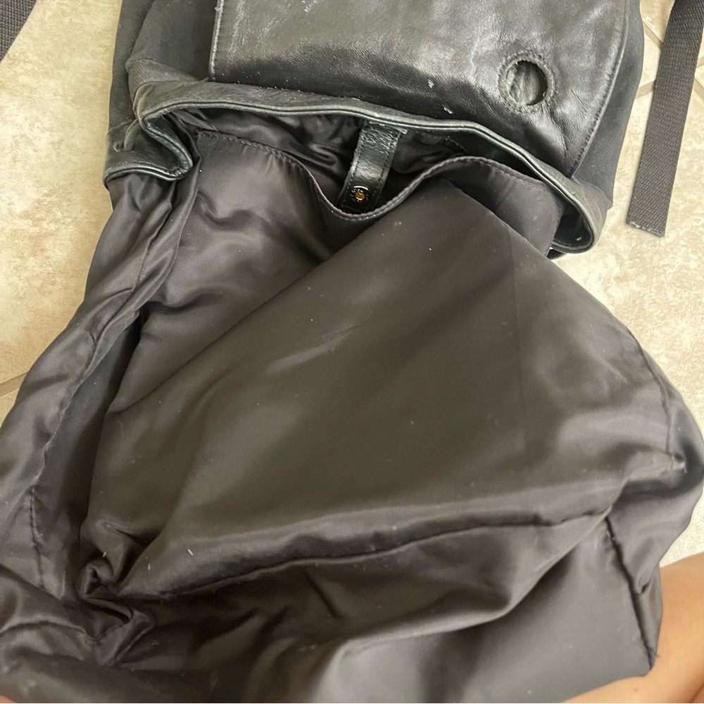 Fiocci Black‎ Made In Italy Backpack  Pockets Leather & Canvas Adjustable Straps - Picture 10 of 14
